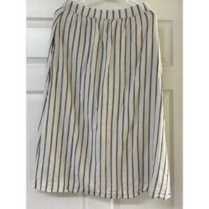 World Market Navy & Cream Stripe Midi Skirt